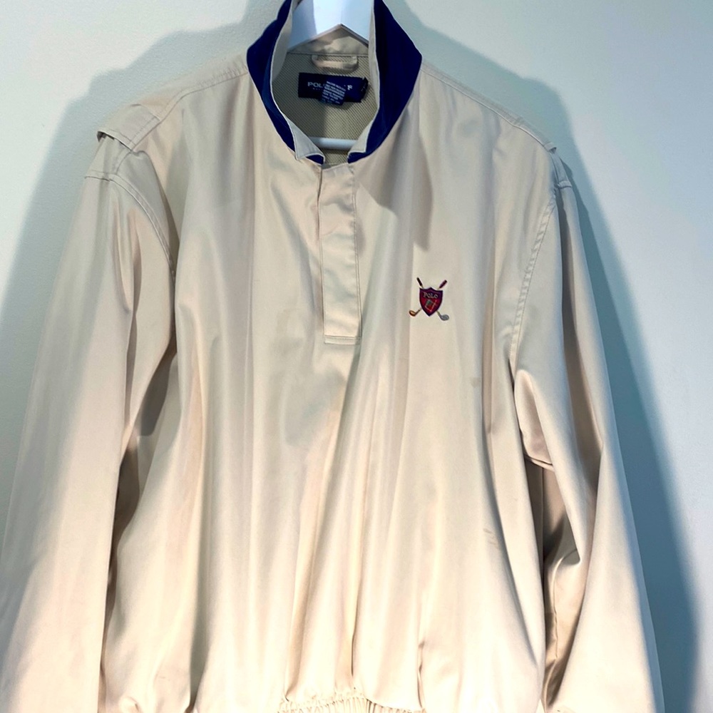 Mens Tan Polo Golf Rain-jacket Large